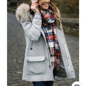J Crew Chateau Gray Parka with Fur Trim